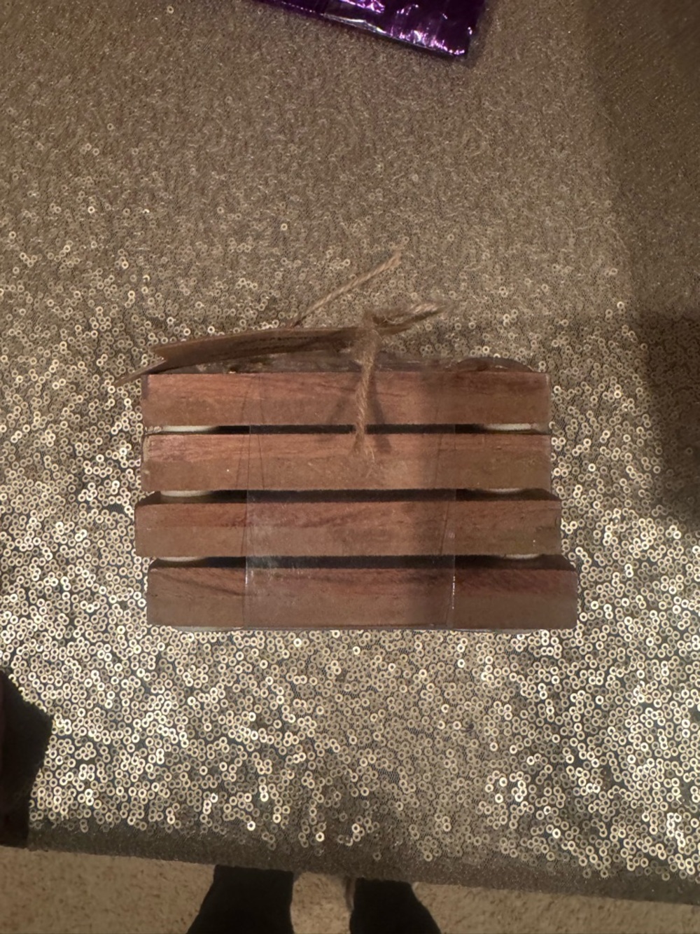 New Rustic Wood Frame Coasters with Sparkle Inset - Brown - Picture 4 of 4
